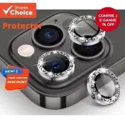 Filme De Lente De Câmera Com Glitter Diamante Para Iphone 11/12/13/14/15 Pro Max Luxo Cam Len Acessórios De Telefone