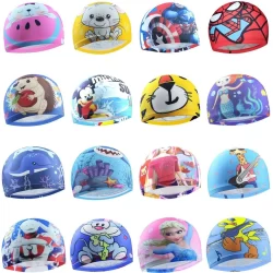 Kit 2 un Toucas de Natação Infantil de Tecido  Personagens Kids Piscina