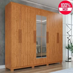 Guarda-Roupa Casal 100% MDF 8 Portas e 4 Gavetas Heros Com Espelho- Tudo de Móveis
