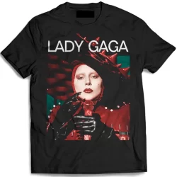 Camiseta Lady Gaga Unissex Algodão Lisa Estilo Urban Casual Preta