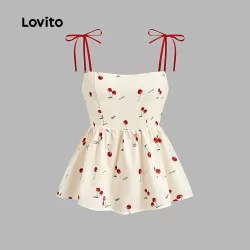 Lovito Regata feminina fofa com estampa Floral Ditsy com cadarço L125AD255