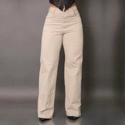 Calça jeans Wide leg feminina premium com elastano cintura alta Peg Vest