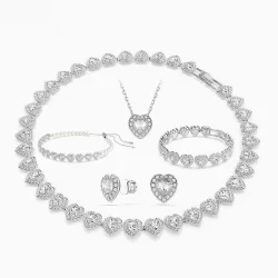 Femininas Finas Moda Diamantes Colar Amor Eternidade Pingente Para Mulheres Conjunto De Presente