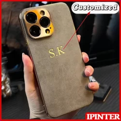 Capa De Couro Com Iniciais De Nome Personalizado Para iPhone 16 15 14 13 12 11 Series , Processo De Estampagem A Quente