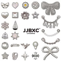 Metal JJBXC charme sapato fivela acessórios de sapato liga de prata diamante arco colar estrela de cinco pontas pérola D