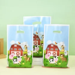 10/20/30 Pçs Sacos De Presente De Animais De Fazenda Festa De Aniversário Goodie Tratar Vaca Celeiro Lanche Saco De Doce