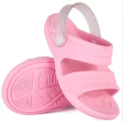 Sandália Papete Infantil Menina Rosa Claro Lisa Casual Confortável Leve Macia