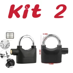 Kit2 cadeado com alarme sonoro anti-roubo para motocicleta à prova d'água fang