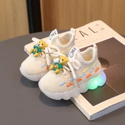 Crianças sapatos LED luz crianças sapatos esportivos meninos meninas 0-3 anos de idade sapatos casuais de malha