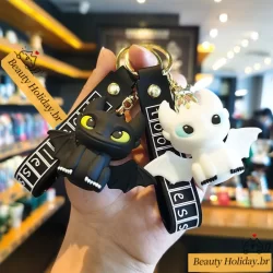 Animação De Desenhos Animados Como Treinar Seu Chaveiro De Boneca Dragão Fúria Nocturna Light Fury Doll Flying Dragon Ba