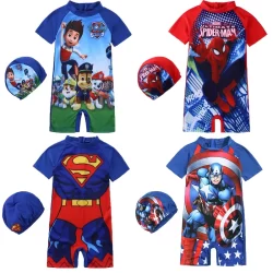 Traje De Banho Infantil Seco Rápido Desenho Animado Homem-Aranha Para Bebê Menino Roupa Roupas De Mergulho Térmico