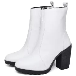 Bota Feminina Dubuy Salto Grosso Cano Medio Branco Kate 1008FG
