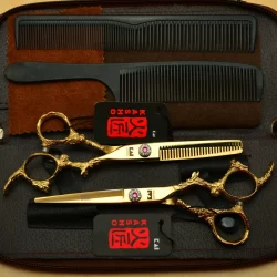 Kasho Tesoura De Cabelo Profissional De 6 Polegadas , Cabeleireiro , Barbeiro , Desbaste Reto , Ferramenta De Corte