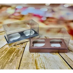 10 caixas para 2 cupcake com tampa em acetato cores a escolha Idéia