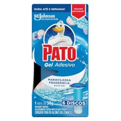 Desodorizador Sanitário Pato Gel Adesivo Marine 38g Refil com 6 Discos