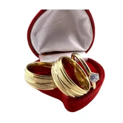 Par de Aliança de Casamento Noivado Infinity X Jateada + Solitário