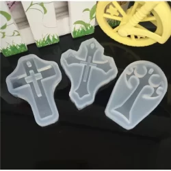 Molde de Silicone Cruz Religião Pingente Resina Epóxi