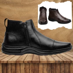 Bota Butina Confort Masculino de Couro Legítimo Promocao Black Friday Envio Imediato