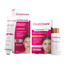 Kit Sérum Clareador Vitamina C 30ml  + Creme Facial Antissinais BioRegenext 50g Cicatricure - 2 Itens