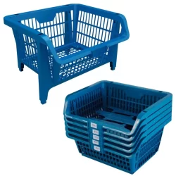 Cesto Expositor Prático de Plástico Suporta Até 8 KG Cada - Kit 5 Unidades PRESTO
