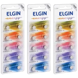 30 Bateria Lr41 Ag3 Lr736 Pilha Alcalina Cartela Elgin