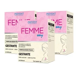 Femme Way Gestantes Vitaminas e Minerais Fonte de Acido Folico 180 Capsulas Prevent Pharma