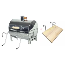 Churrasqueira Bafinho Barco lancha veleiro canoa Mini Inox (30x20) COM TABUA DE CORTES
