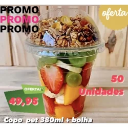 50 copo bolha pet 380 ml sobremesa com tampa bolha sem furo OFF//