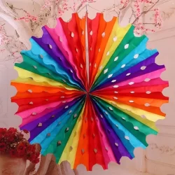 kit 2,3,5 Leque De Papel Colorido Decoração Festa Junina Julina 50cm