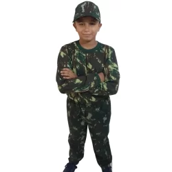 Camiseta Infantil Camuflada Manga Longa - 100% algodão