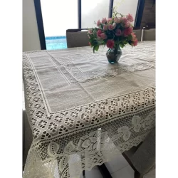 Toalha De Mesa Retangular De Renda 6 Cadeiras 2,20m X 1,60m