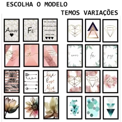 Kit Quadro Decorativo De Parede Abstrato Frases Amor 20x30
