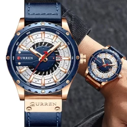 Curren Relógio De Pulso Masculino De Quartzo Azul 2021 À Prova D 'Água 8374x