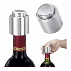 Tampa Vinho Pressão A Vacuo Rolha Garrafa Bebidas Inox Metal