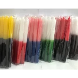 Vela Palito BICOLOR (Maço 8 unid.) - Varias Cores - 100% Parafina