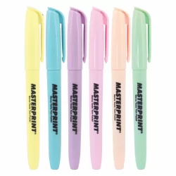 Kit 6 Canetas Marca Texto Cores Pastéis Masterprint
