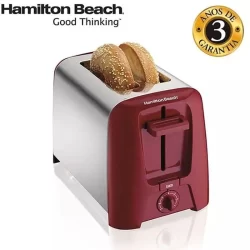 Torradeira Elétrica 2 Fatias Cromada Inox Premium Hamilton Beach Vermelho