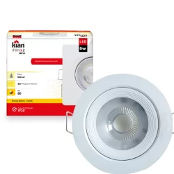 Spot Led Dicroica Embutir Redondo 5W 3000k MR16 Amarelo Luminária Direcional Teto Gesso Casa Loja Sanca