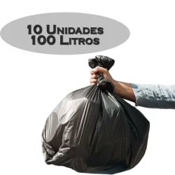 Saco De Lixo 100 Litros Forte Reforçado Boca Larga Kit 10 Unidades Para Condominio Bares Uso Domestico Qualidade