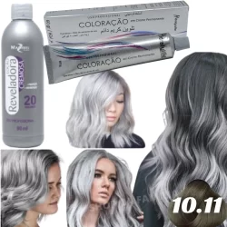Tinta de Cabelo Cinza 10.11 + Ox 20v 90ml | Transforme Seu Visual em Cinza Sofisticado Envio Rápido
