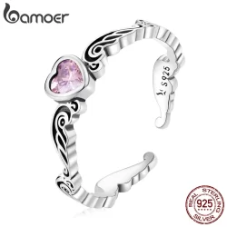 Bamoer Anel De Zircônia De Diamante De Prata 925 Com Glitter SCR766