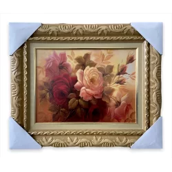 Quadro Decorativo Tema Flor Rosas Brancas Moldurado 30x40