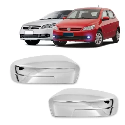Par Aplique Cromado para Capa Retrovisor Gol G5 2008 2009 2010 2011 2012 Voyage G5 2009 2010 2011 2012 Sem Pisca