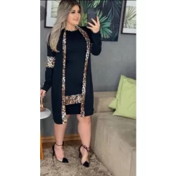 Vestido / Sobretudo MIDI Oncinha Plus Size Moda Evangélica Feminina Cristã Gospel