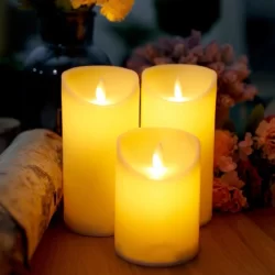 Luminária Vela De Led Cilíndrica Chama Realista Decorativa