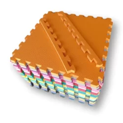 Kit 6 Tapetes Tatames Coloridos EVA 50x50x1cm 10mm com Borda Infantil Bebê Academia Antiderrapante