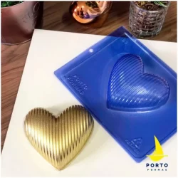 1~5 Forma Porto Com Silicone ovo de pascoa (3 partes) Para Chocolate CORAÇÃO LISTRINHA – CÓD p83