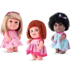 03 Bonecas Babies Expressões Trigêmeas Ruiva, Negra e Loira - Bee Toys