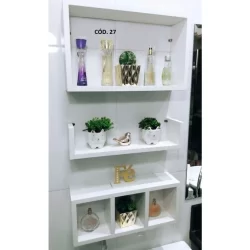 Nicho Mdf Banheiro Sala Quarto Já Montado Só Instalar 3 peças Suporte Invisível