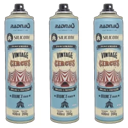 Kit 3 Unidades Silicone Spray Perfumado Vintage Circus Invict 400mL Radnaq